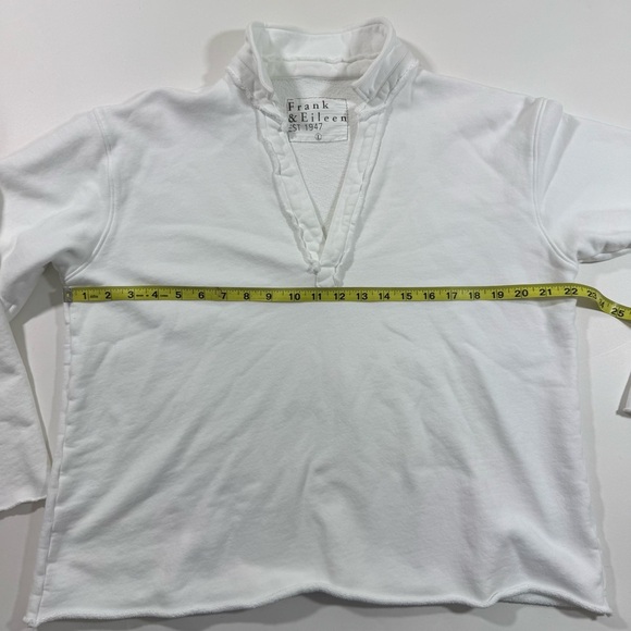 Frank Eileen Patrick Popover Henley Sweatshirt White - Picture 6 of 7